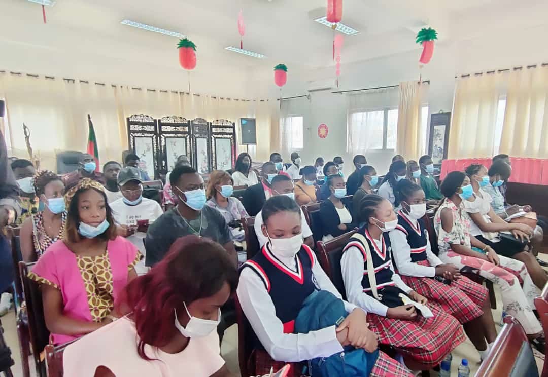 Cameroon Youth watching the Chinese Taikonauts from the Confucius Institute at University Yaoundé II, Cameroon.