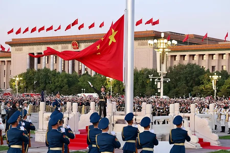CHINA：Flag-raising ceremony marks 74th National Day